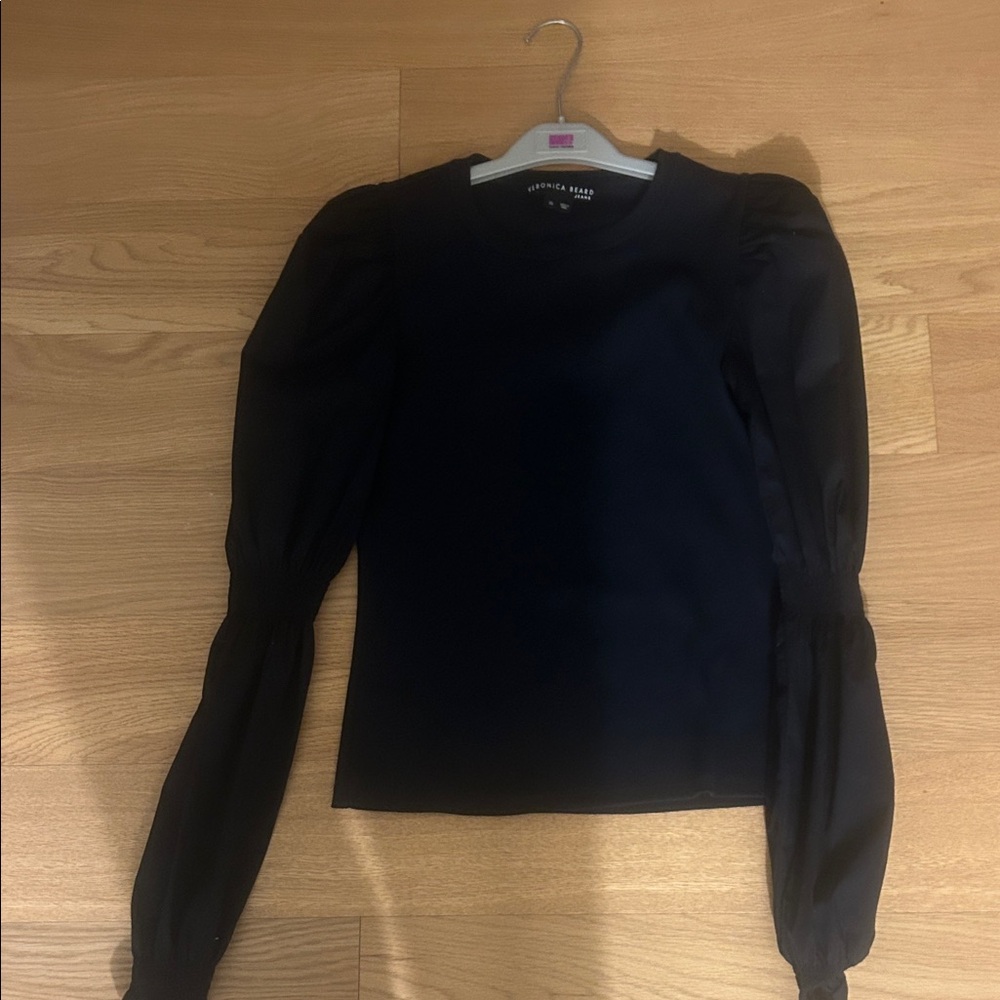 Black Puff-Sleeve Long-Sleeve Top - Veronica Beard